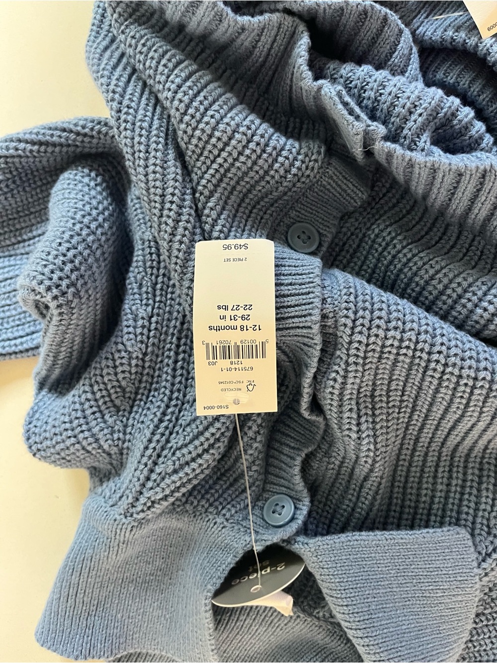BABY GAP NWT 2 Piece Set, Knit Button Up Sweater and Pants, 12-18 Months - Picture 4 of 4